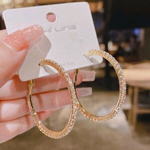 Gold Rhinestone Hoop Earrings